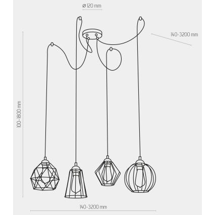 Chandelier on a string GALAXY 4xE27/60W/230V spider
