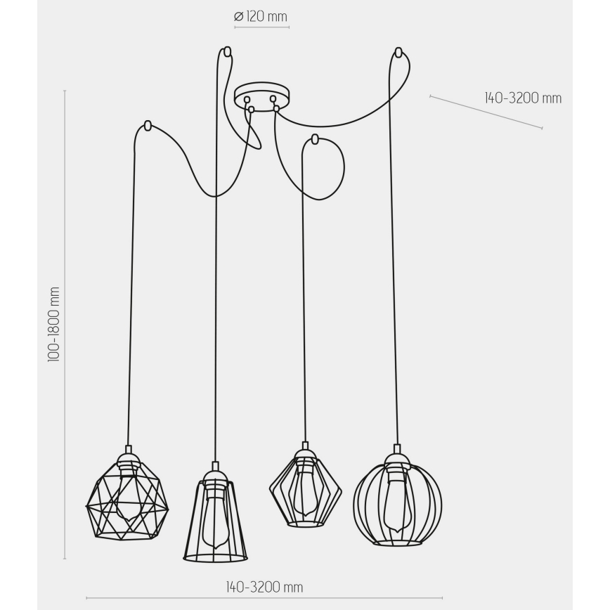 Chandelier on a string GALAXY 4xE27/60W/230V spider