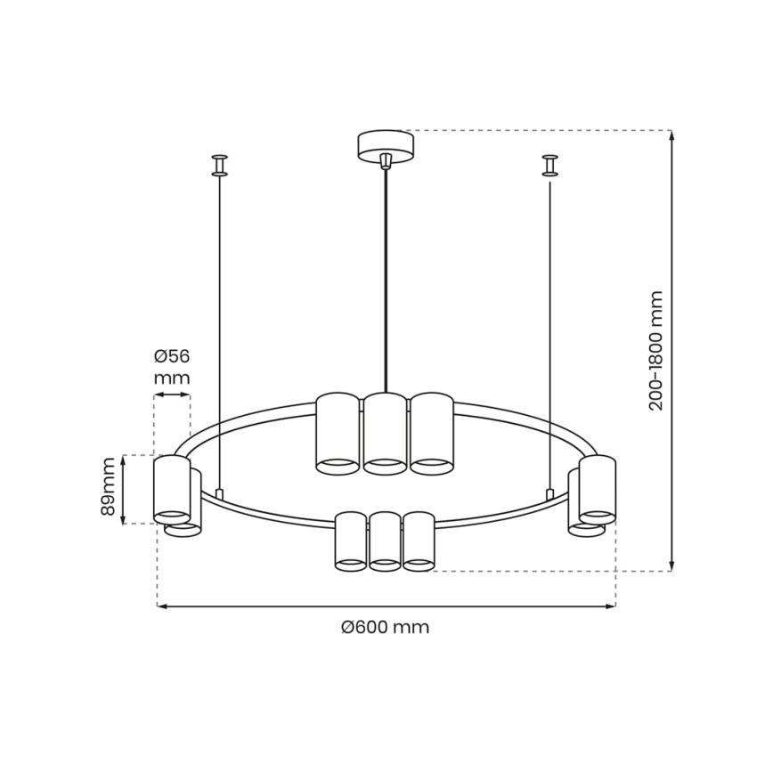Chandelier on a string GENESIS 10xGU10/8W/230V gold