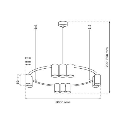 Chandelier on a string GENESIS 10xGU10/8W/230V white