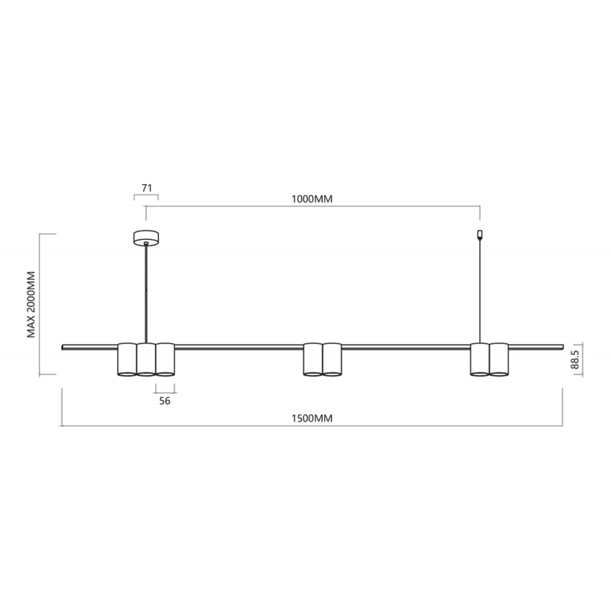 Chandelier on a string GENESIS 7xGU10/8W/230V white