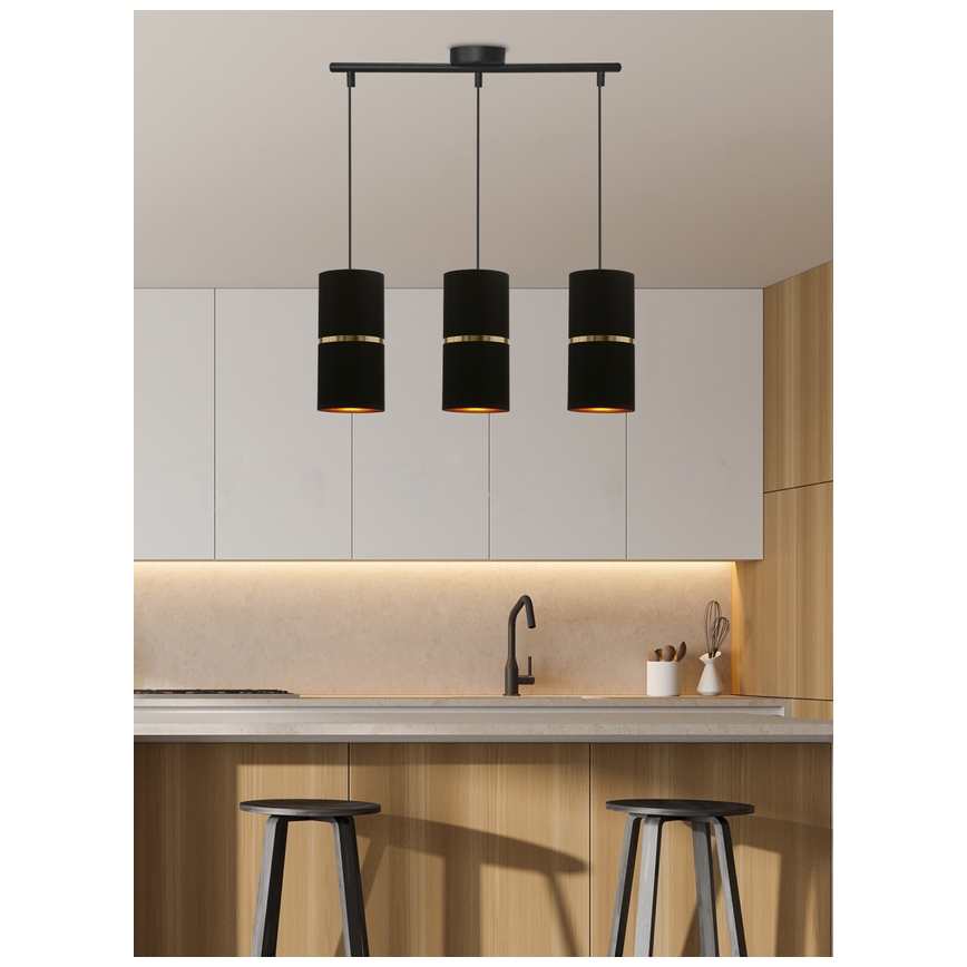 Chandelier on a string GINA 3xE27/60W/230V black