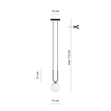 Chandelier on a string GLAM 1xE14/10W/230V black