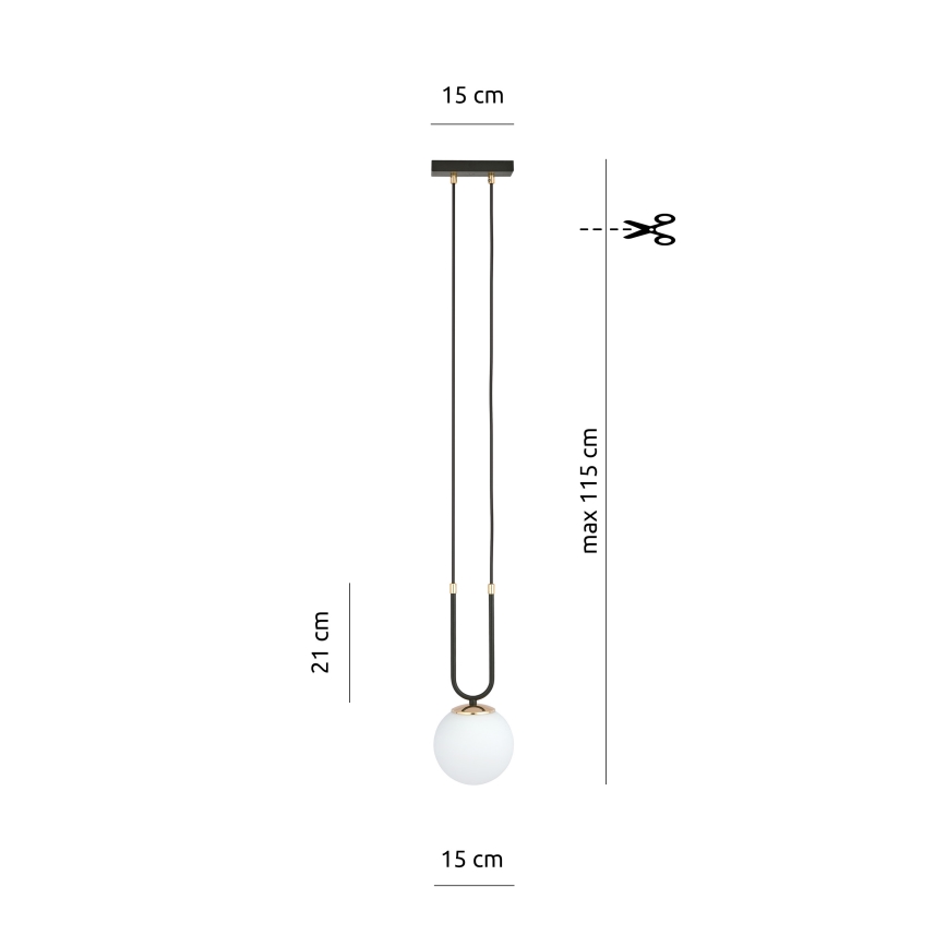 Chandelier on a string GLAM 1xE14/10W/230V black