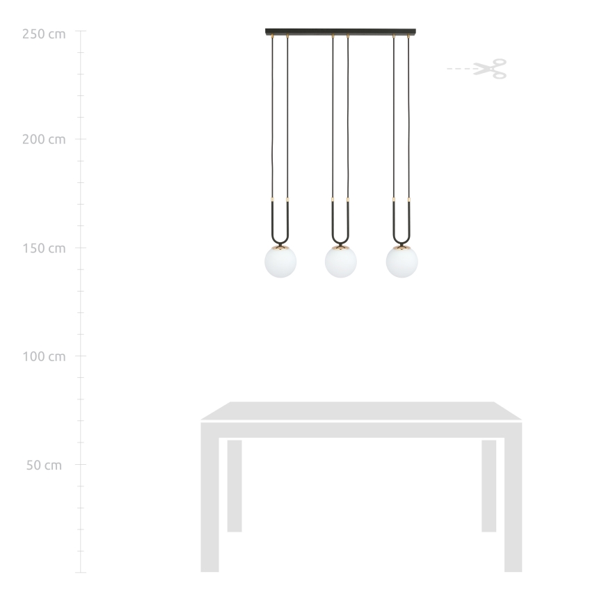 Chandelier on a string GLAM 3xE14/10W/230V black