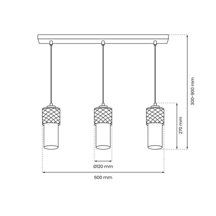 Chandelier on a string GLAM 3xE27/60W/230V