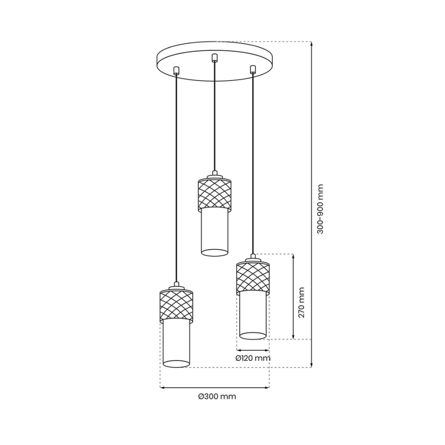 Chandelier on a string GLAM 3xE27/60W/230V