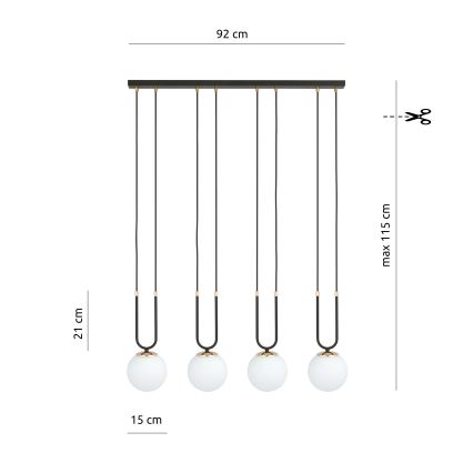 Chandelier on a string GLAM 4xE14/10W/230V black