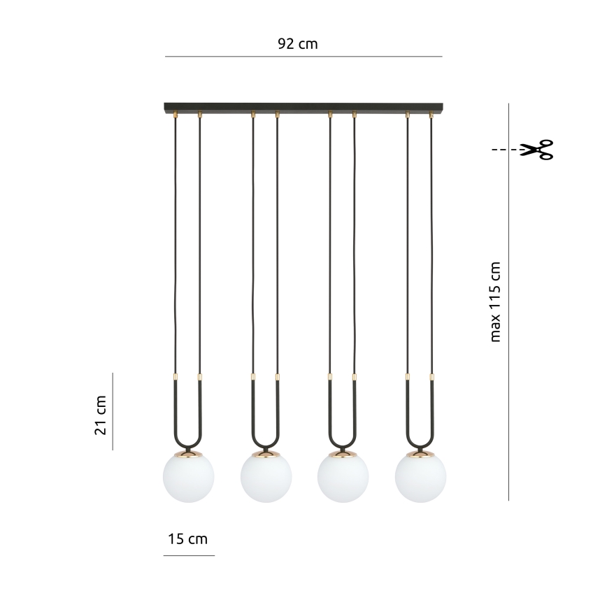 Chandelier on a string GLAM 4xE14/10W/230V black