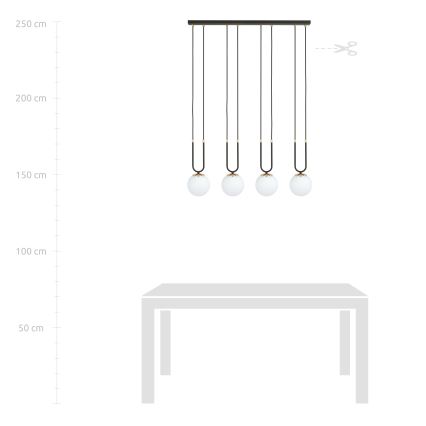 Chandelier on a string GLAM 4xE14/10W/230V black