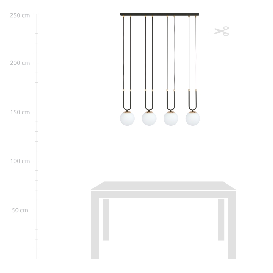 Chandelier on a string GLAM 4xE14/10W/230V black