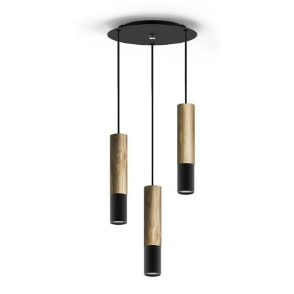 Chandelier on a string GLEIZ WOOD 3xGU10/35W/230V