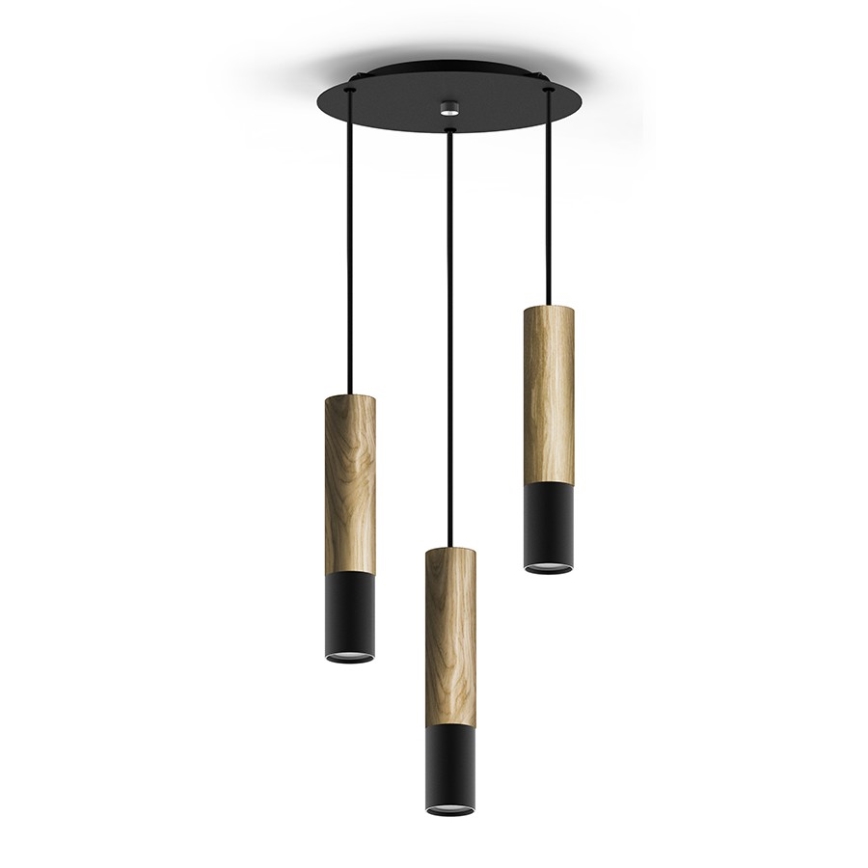 Chandelier on a string GLEIZ WOOD 3xGU10/35W/230V
