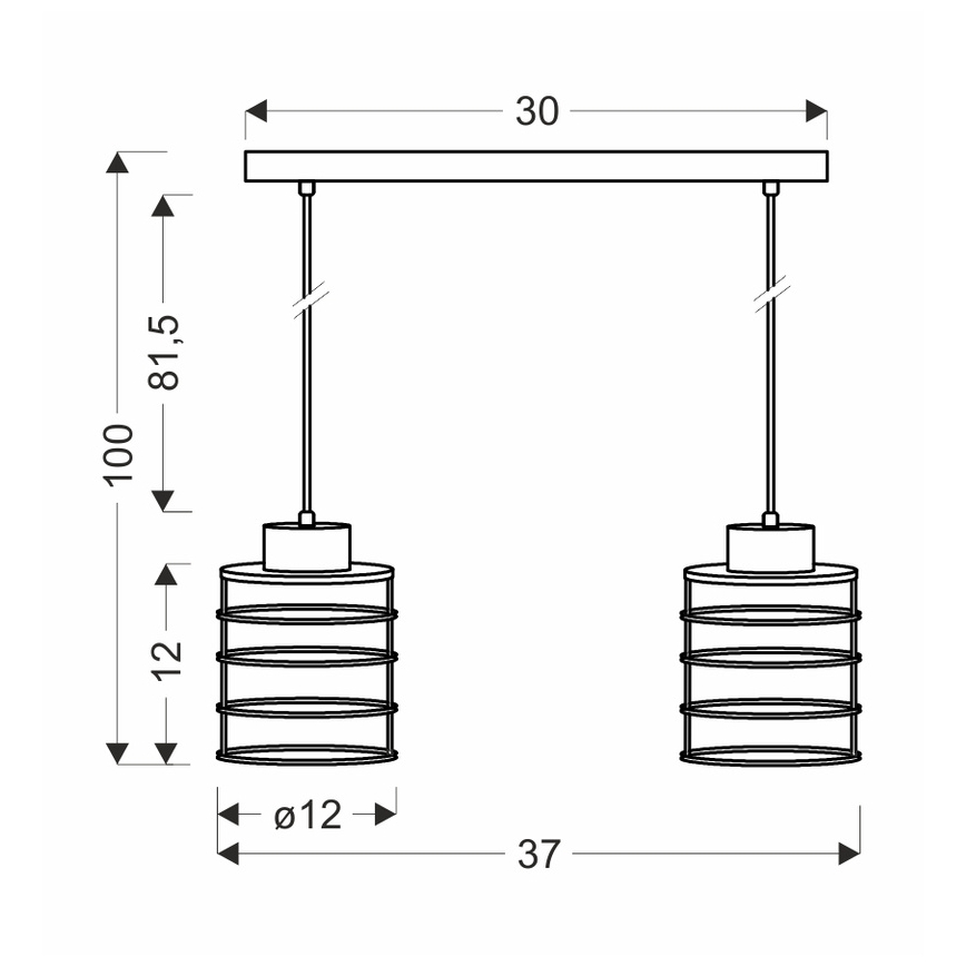 Chandelier on a string GLOB 2xE27/40W/230V black