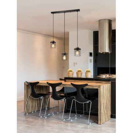 Chandelier on a string GLOB 3xE27/40W/230V black