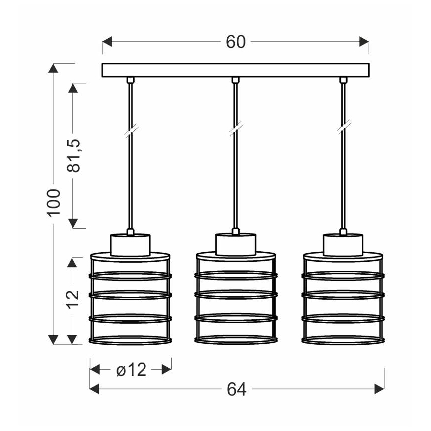 Chandelier on a string GLOB 3xE27/40W/230V black