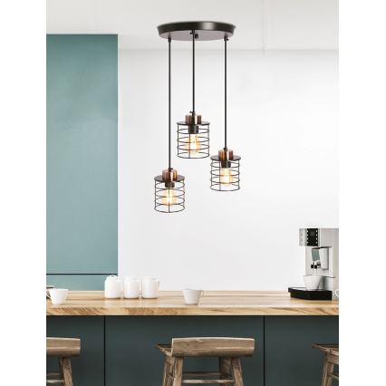Chandelier on a string GLOB 3xE27/40W/230V black