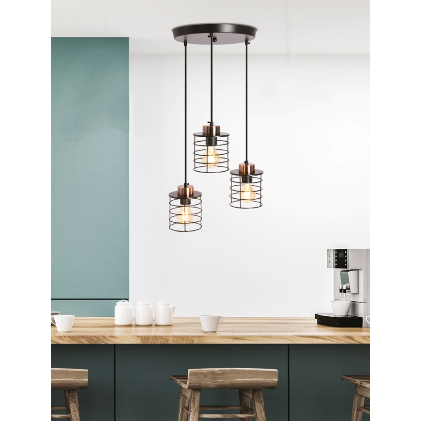 Chandelier on a string GLOB 3xE27/40W/230V black