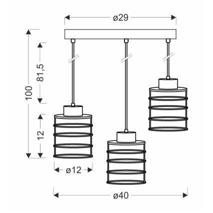 Chandelier on a string GLOB 3xE27/40W/230V black