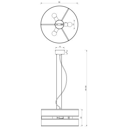 Chandelier on a string GLUM 3xE27/60W/230V black