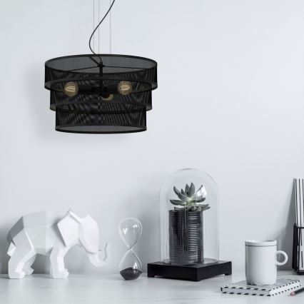 Chandelier on a string GLUM 3xE27/60W/230V black