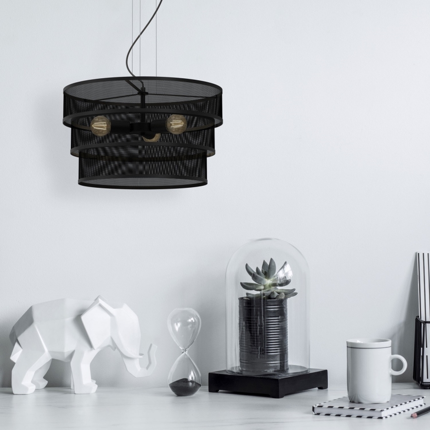 Chandelier on a string GLUM 3xE27/60W/230V black