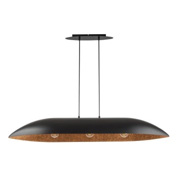 Chandelier on a string GONDOLA 3xE27/60W/230V black/copper