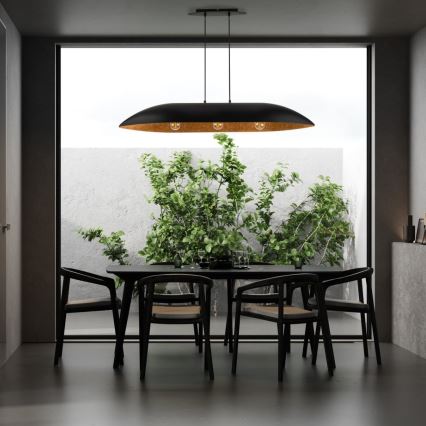 Chandelier on a string GONDOLA 3xE27/60W/230V black/copper