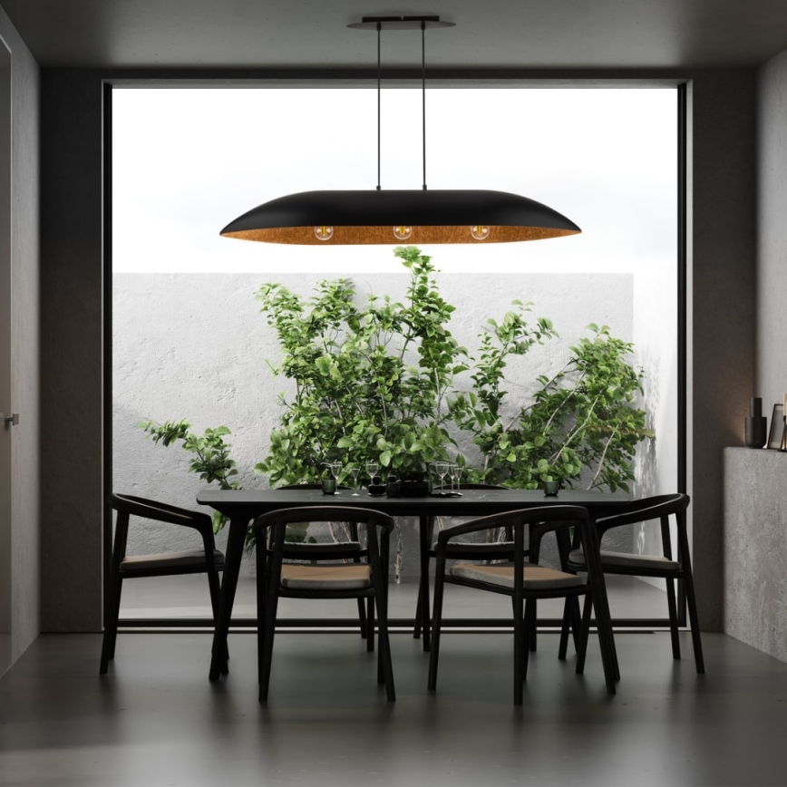 Chandelier on a string GONDOLA 3xE27/60W/230V black/copper