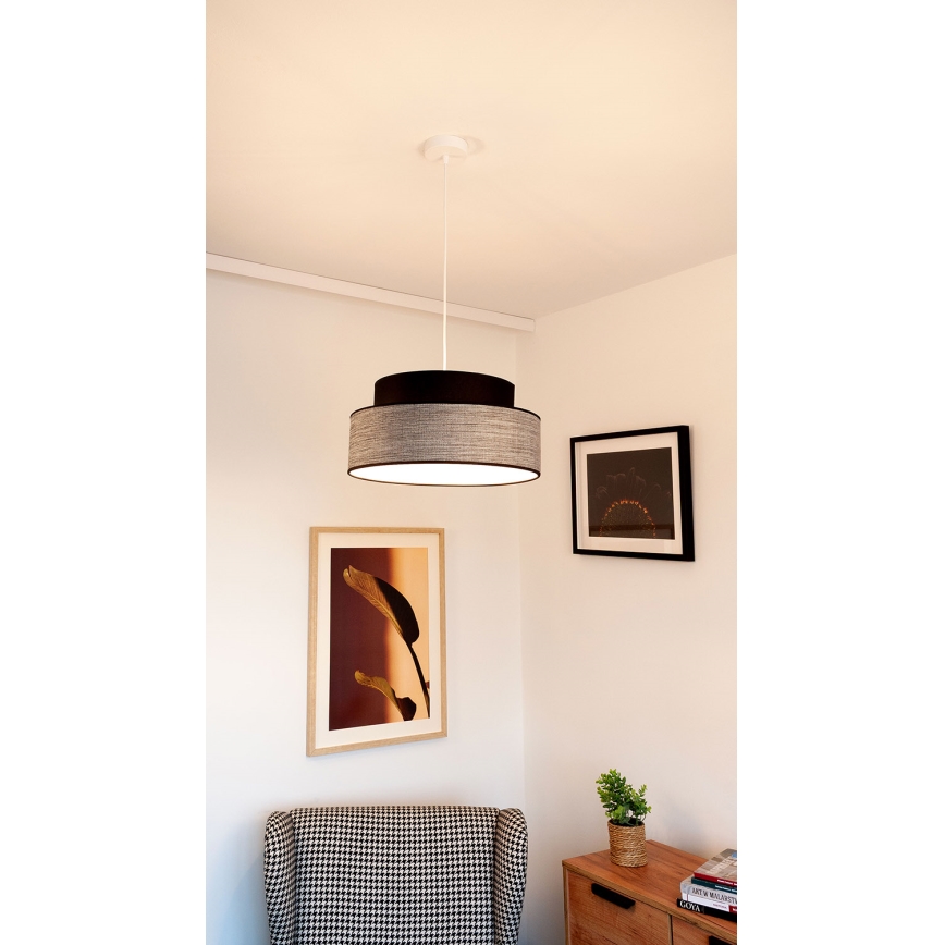 Chandelier on a string GRACE 1xE27/60W/230V black/grey