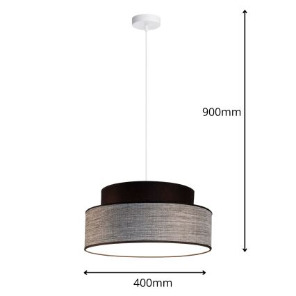 Chandelier on a string GRACE 1xE27/60W/230V black/grey