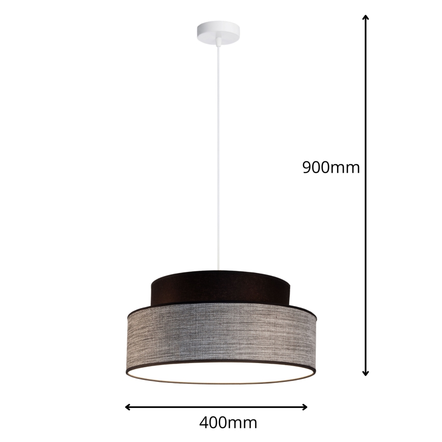 Chandelier on a string GRACE 1xE27/60W/230V black/grey