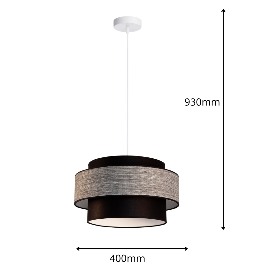 Chandelier on a string GRACE 1xE27/60W/230V black/grey