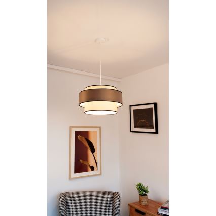 Chandelier on a string GRACE 1xE27/60W/230V creamy/brown