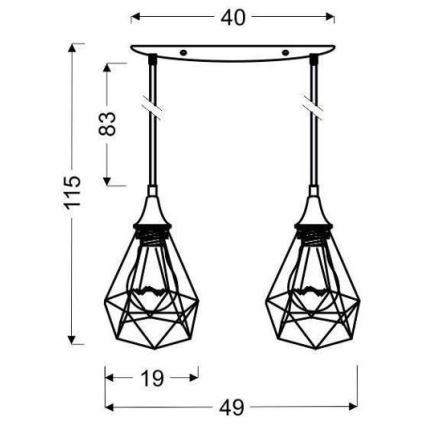 Chandelier on a string GRAF 2xE27/60W/230V