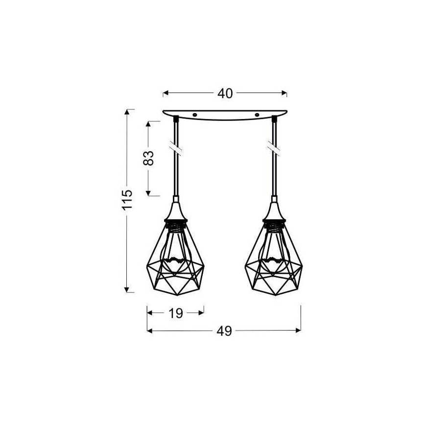 Chandelier on a string GRAF 2xE27/60W/230V