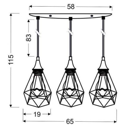 Chandelier on a string GRAF 3xE27/60W/230V