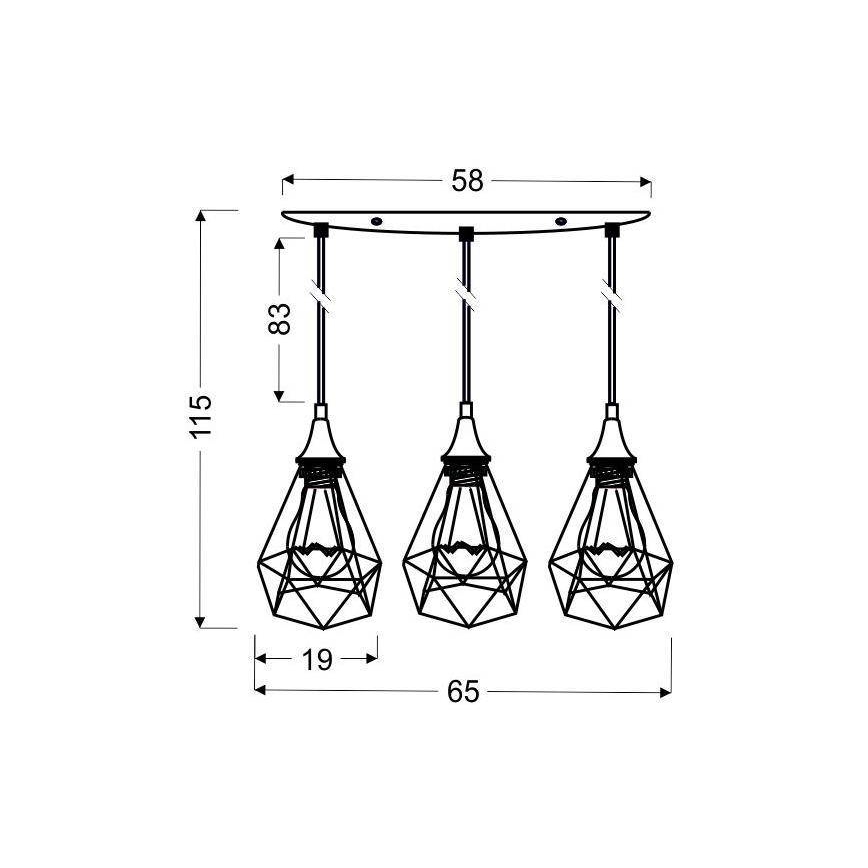 Chandelier on a string GRAF 3xE27/60W/230V