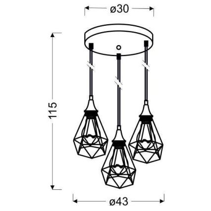 Chandelier on a string GRAF 3xE27/60W/230V