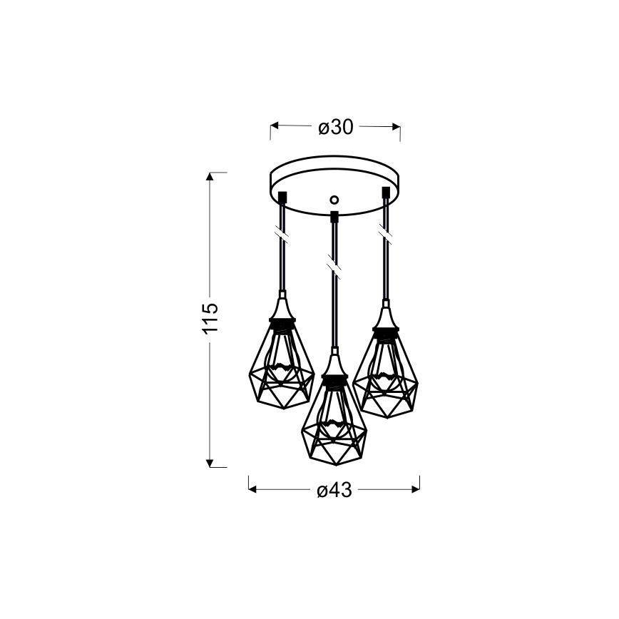 Chandelier on a string GRAF 3xE27/60W/230V