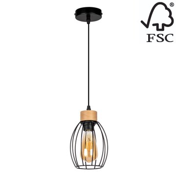 Chandelier on a string GUNNAR 1xE27/60W/230V oak - FSC certified