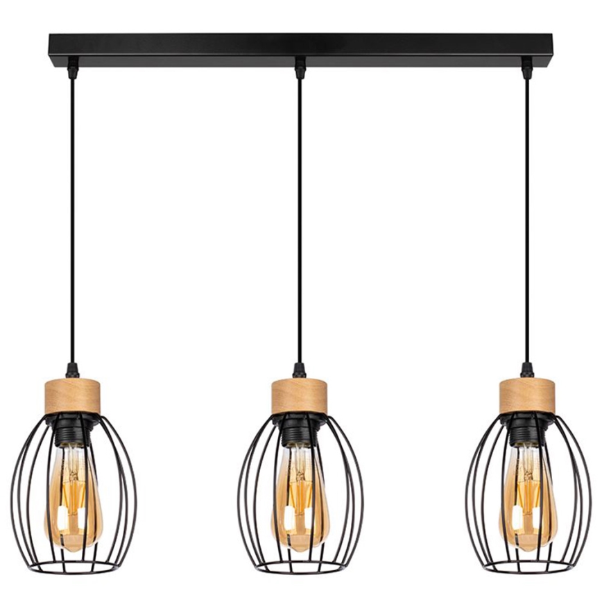 Chandelier on a string GUNNAR 3xE27/60W/230V oak