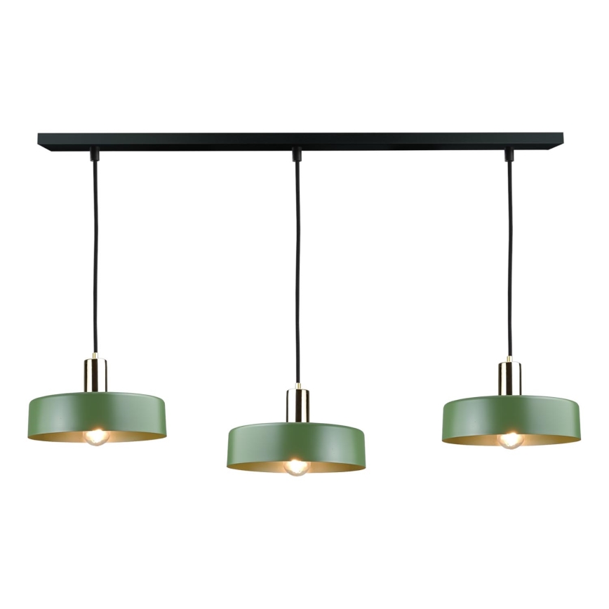 Chandelier on a string HAKI 3xE27/60W/230V green/black/shiny chrome
