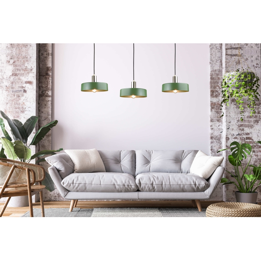 Chandelier on a string HAKI 3xE27/60W/230V green/black/shiny chrome