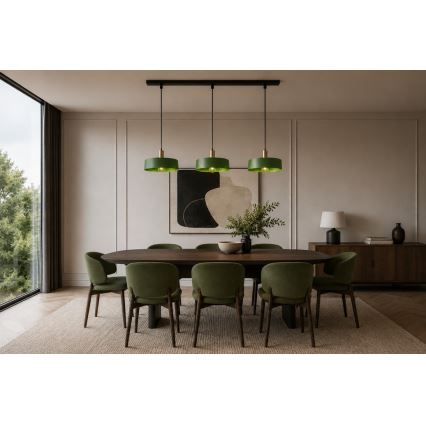 Chandelier on a string HAKI 3xE27/60W/230V green/black/shiny chrome