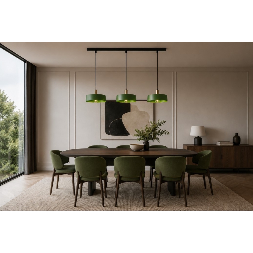 Chandelier on a string HAKI 3xE27/60W/230V green/black/shiny chrome