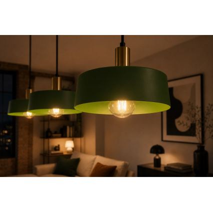 Chandelier on a string HAKI 3xE27/60W/230V green/black/shiny chrome