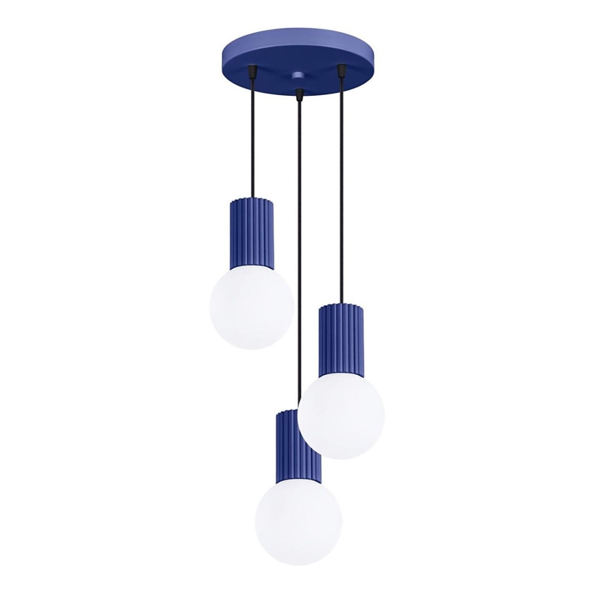 Chandelier on a string HALO 3xG9/8W/230V d. 25 cm blue