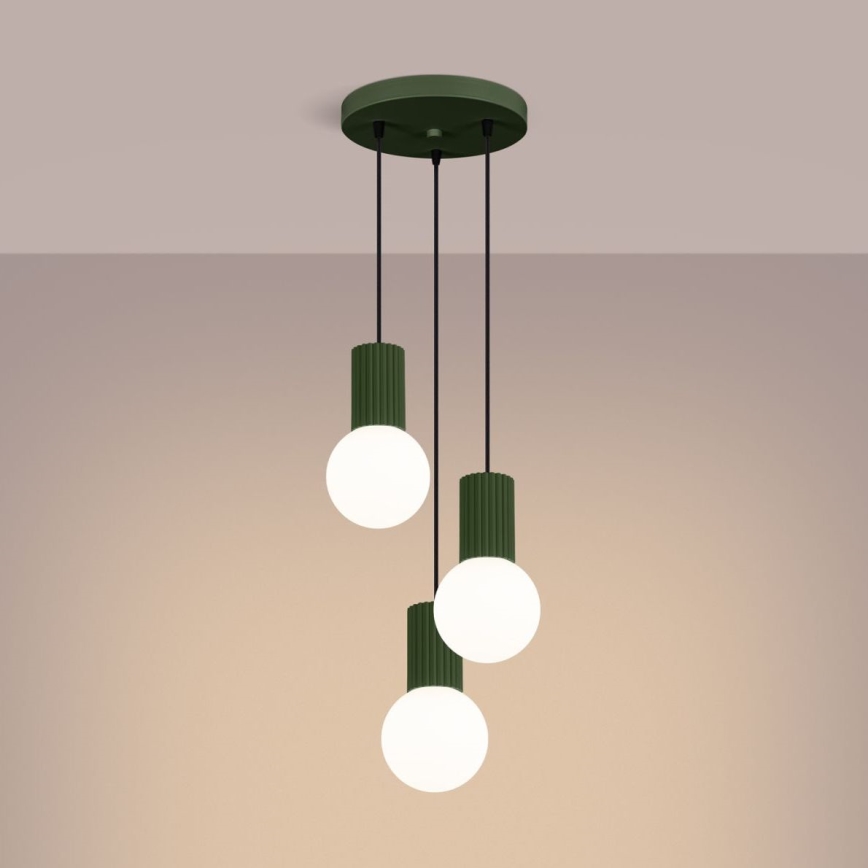 Chandelier on a string HALO 3xG9/8W/230V d. 25 cm green