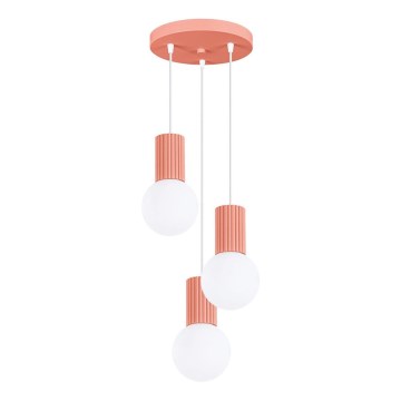 Chandelier on a string HALO 3xG9/8W/230V d. 25 cm pink